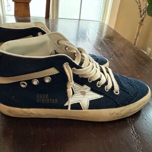 Golden Goose Dark Blue Sneakers with Silver Star